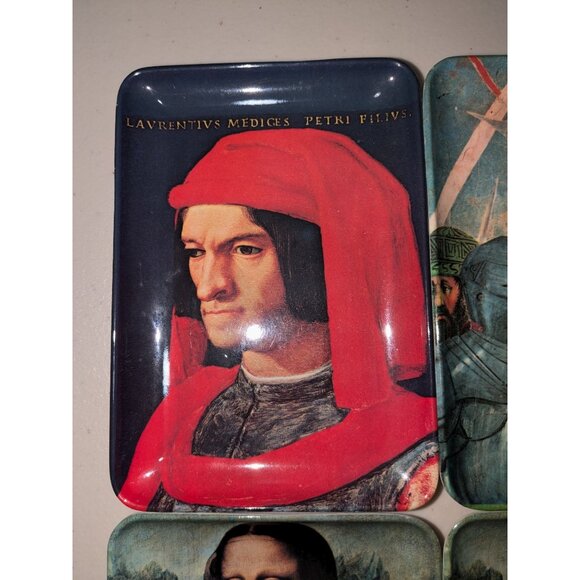 Set Of 4 Decorative Renaissance-Themed Melamine Rectangular Trays Featuring Mona - Picture 8 of 10